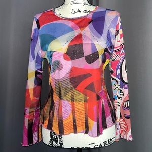 Funky colorful vintage sequin long sleeve